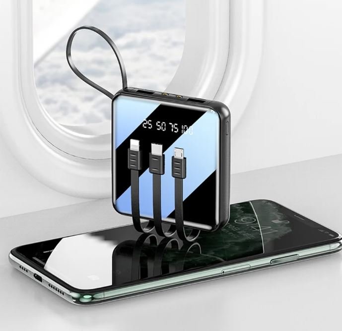 20000mAh Mini Power Bank with 4 Built-in Cables - Fast Charging & Portable Backup (NGP-140) - Image 2