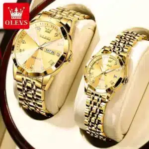 Olevs 9931 Luxury Stainless Steel Couple Watch for Men & Women – Imported Quartz Movement | NGW-173