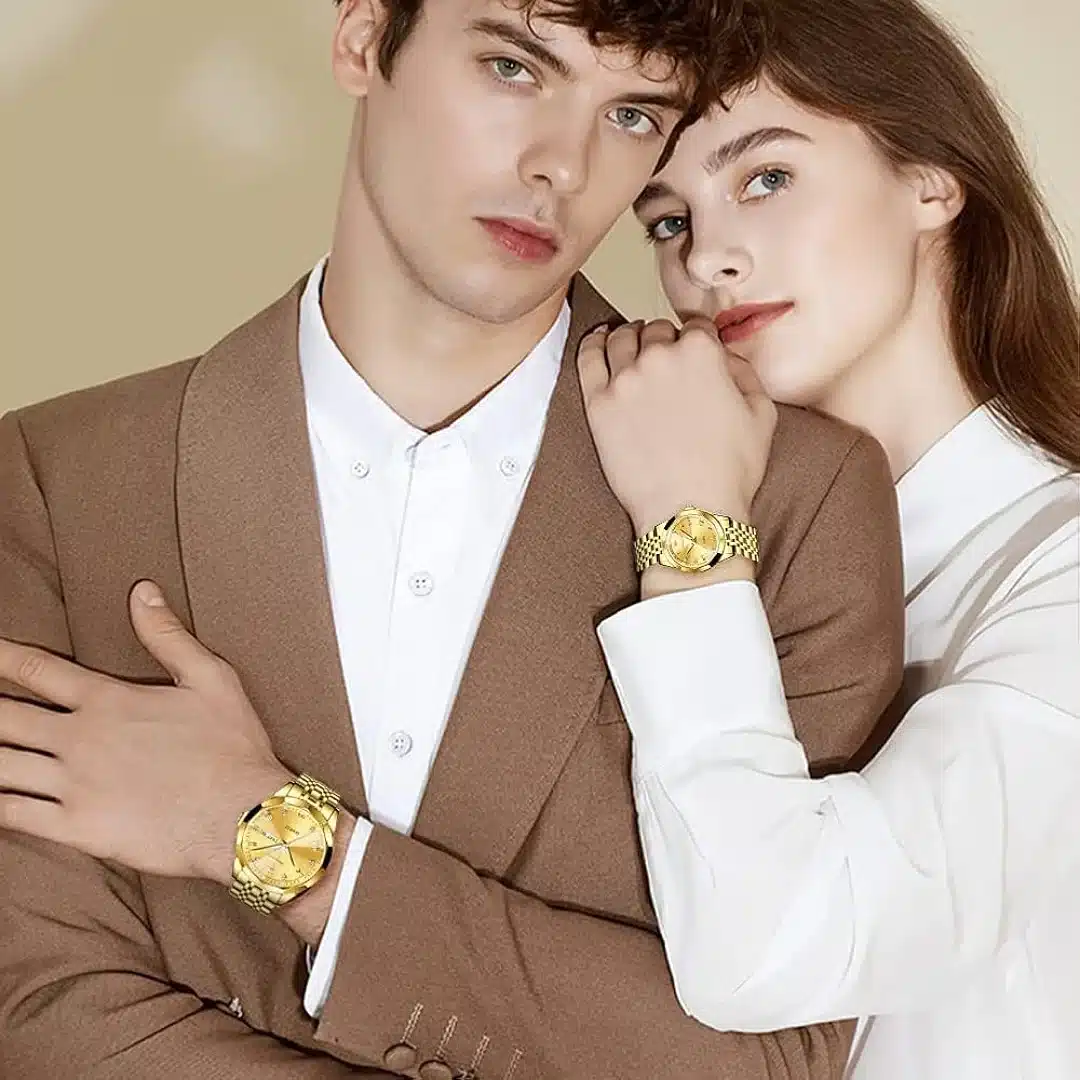 Olevs 9931 Luxury Stainless Steel Couple Watch for Men & Women – Imported Quartz Movement | NGW-173 - Image 2
