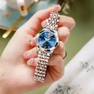 Olevs Original Women’s Analog Quartz Luxury Stainless Steel Watch – Luminous Date Display (Two-Tone) | NGW-178